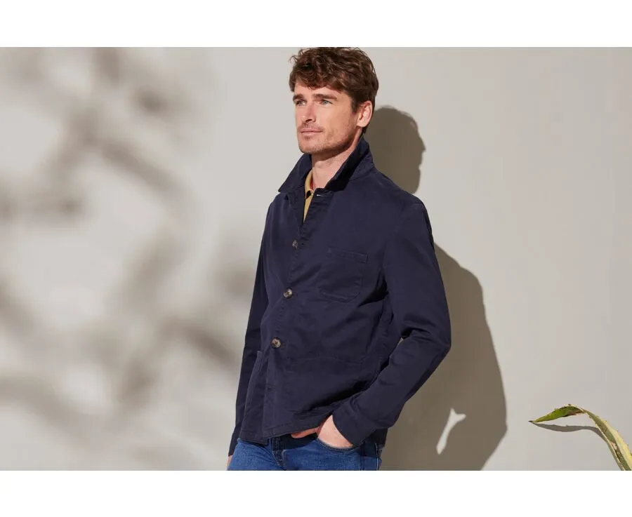 Navy Cotton Jacket for Men - FÉLICIEN