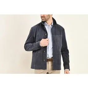 Navy Suede Leather Jacket for Men - FAUSTIN