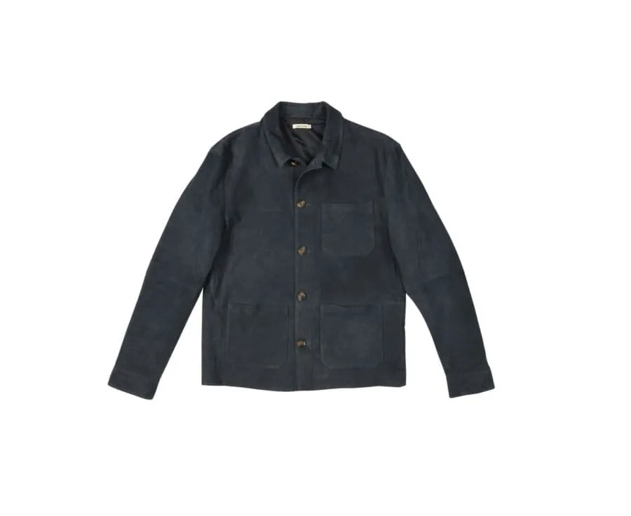 Navy Suede Leather Jacket for Men - FAUSTIN