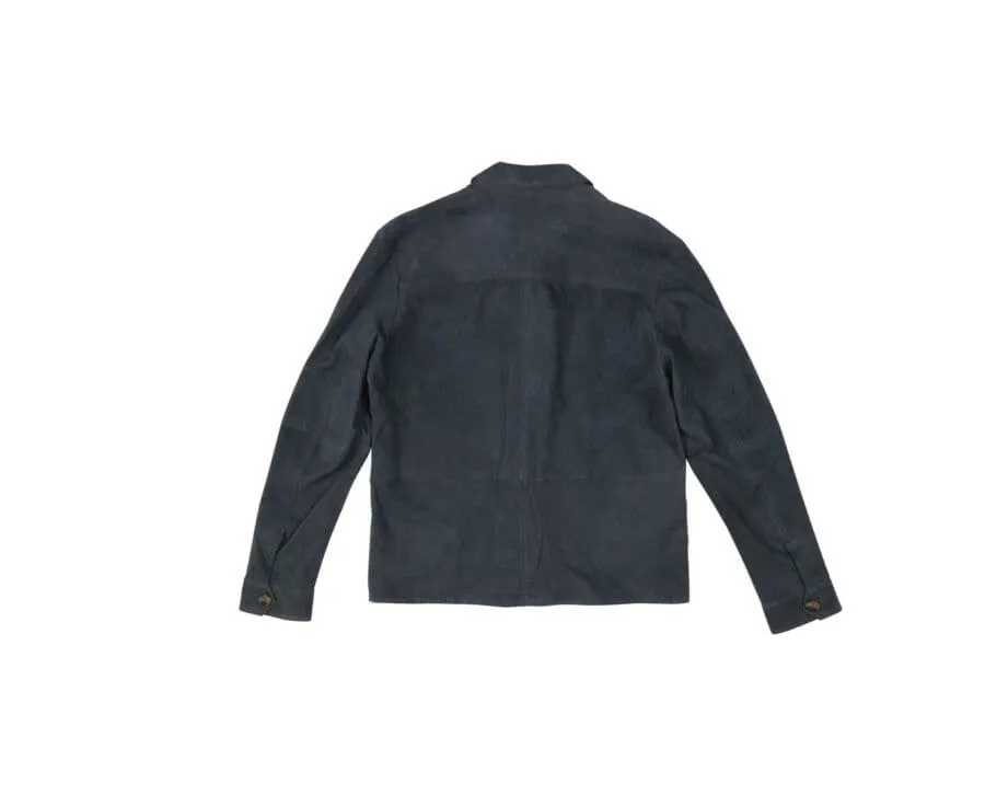 Navy Suede Leather Jacket for Men - FAUSTIN