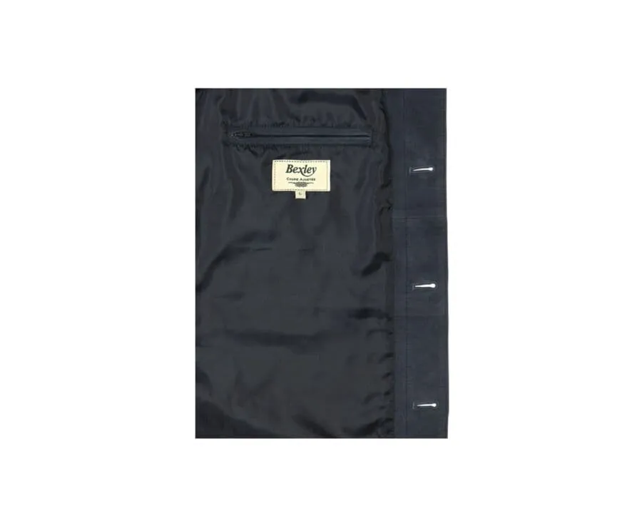 Navy Suede Leather Jacket for Men - FAUSTIN