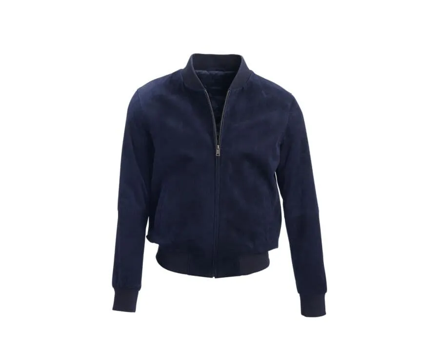 Navy Suede Leather Jacket - SEAN | Shop Now