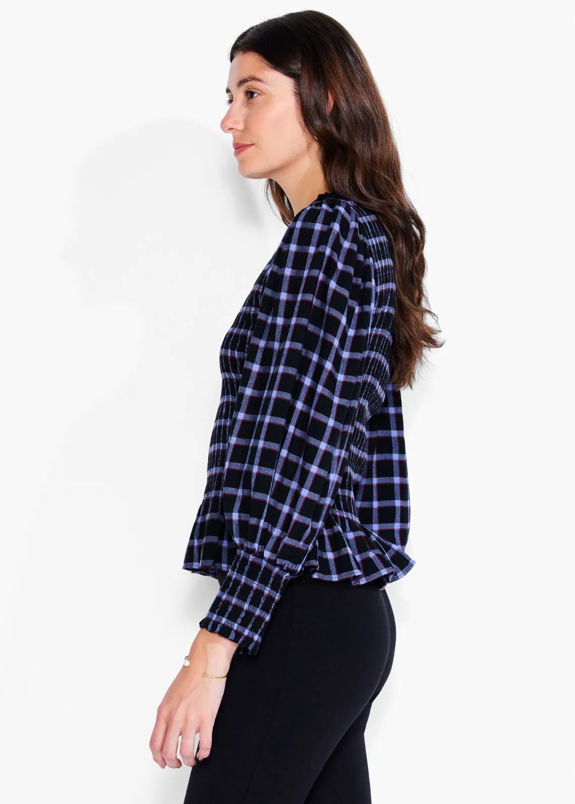 Nic + Zoe shirt, Plaid smocked