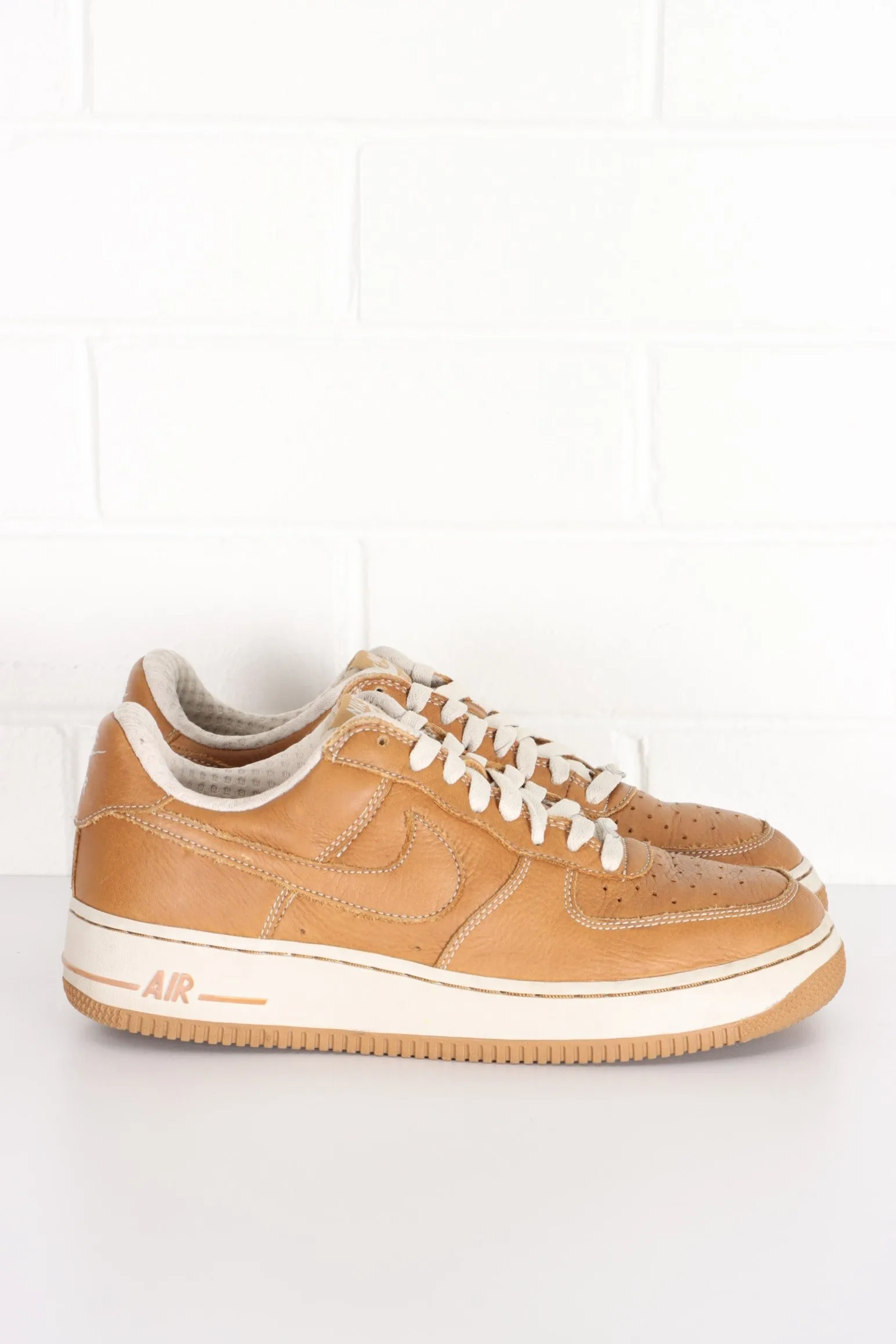 NIKE Air Force 1 Premium Brown Leather Sneakers (9)