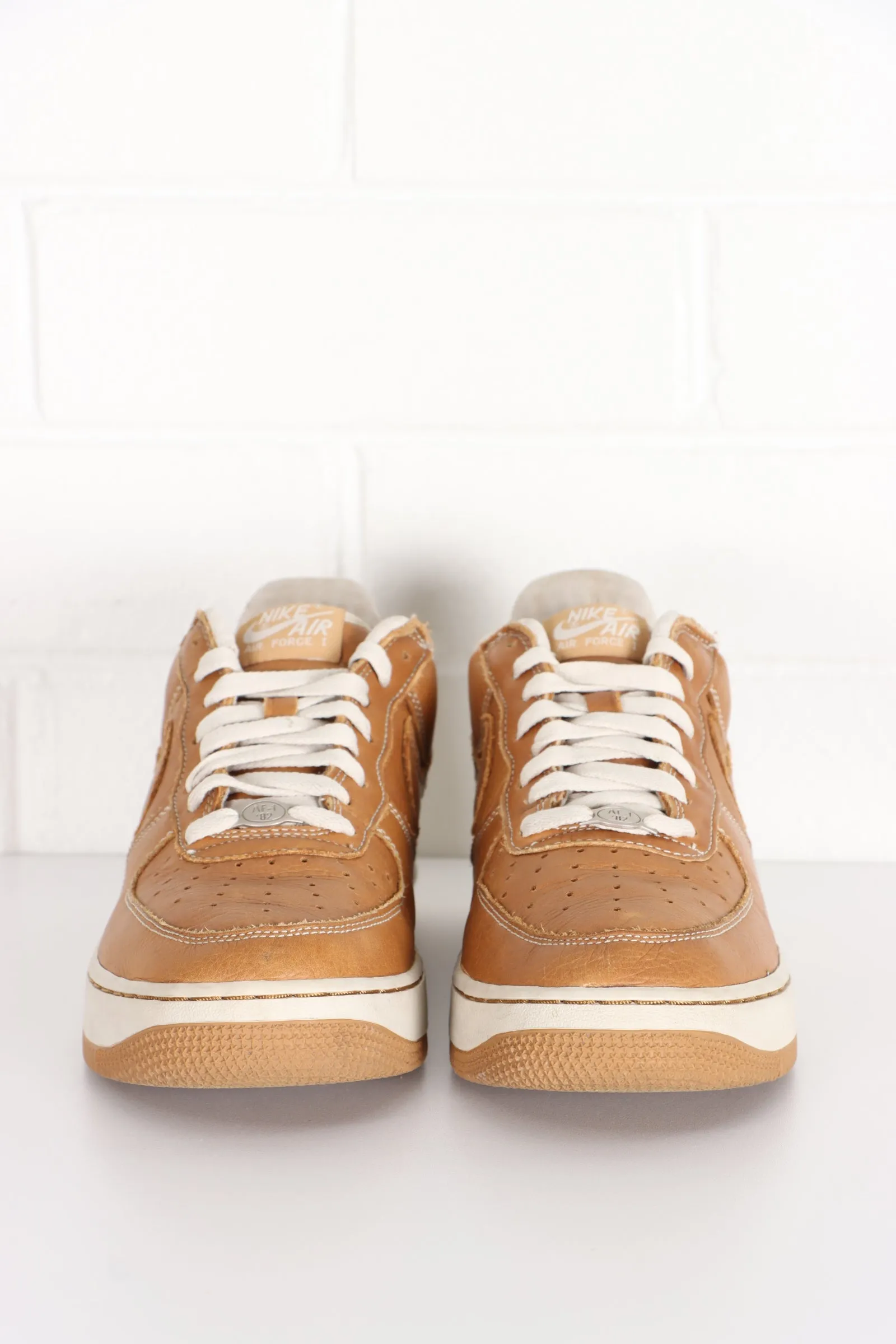 NIKE Air Force 1 Premium Brown Leather Sneakers (9)