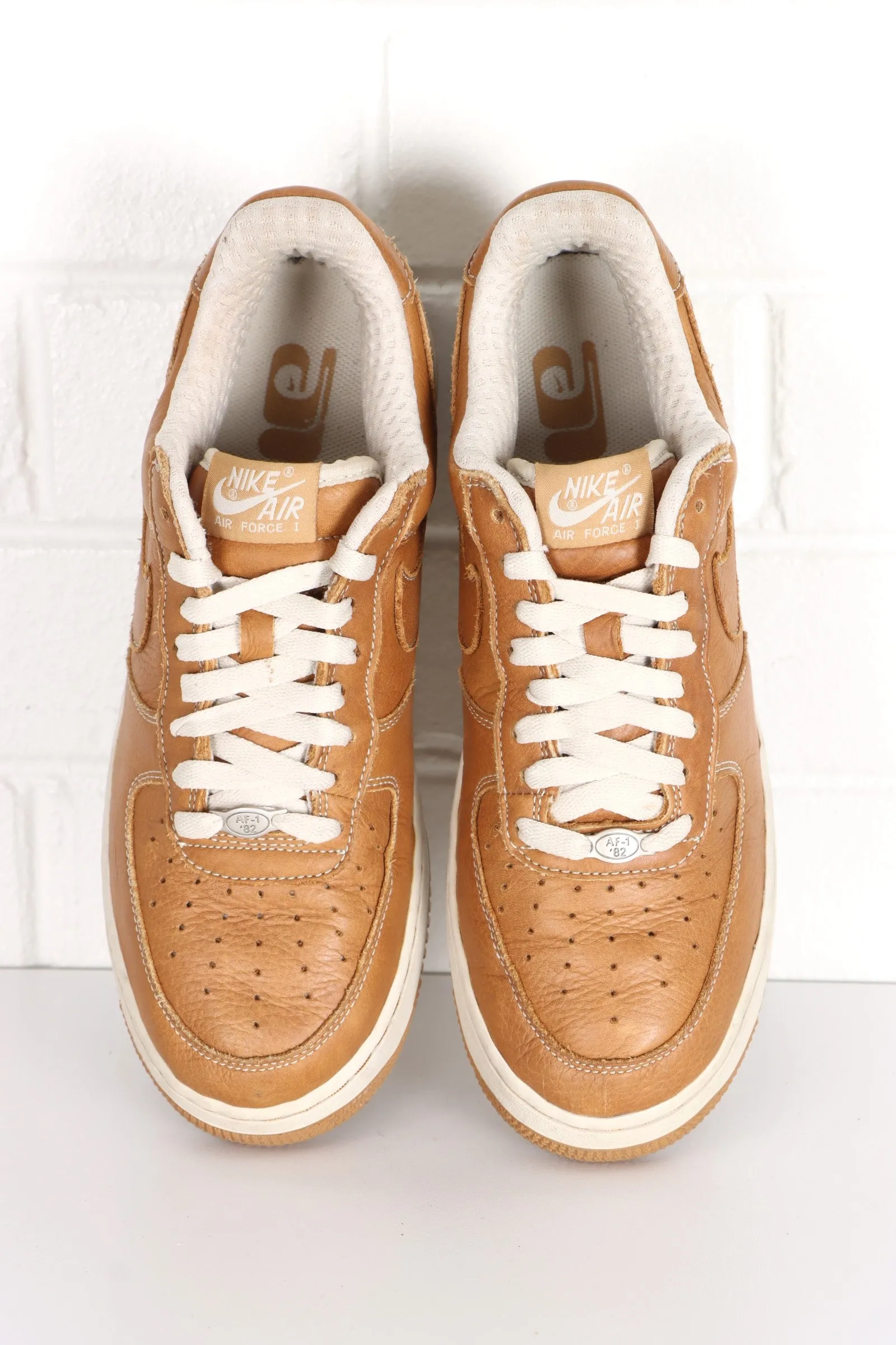 NIKE Air Force 1 Premium Brown Leather Sneakers (9)