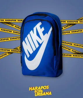 Nike electric blue backpack with white letters.