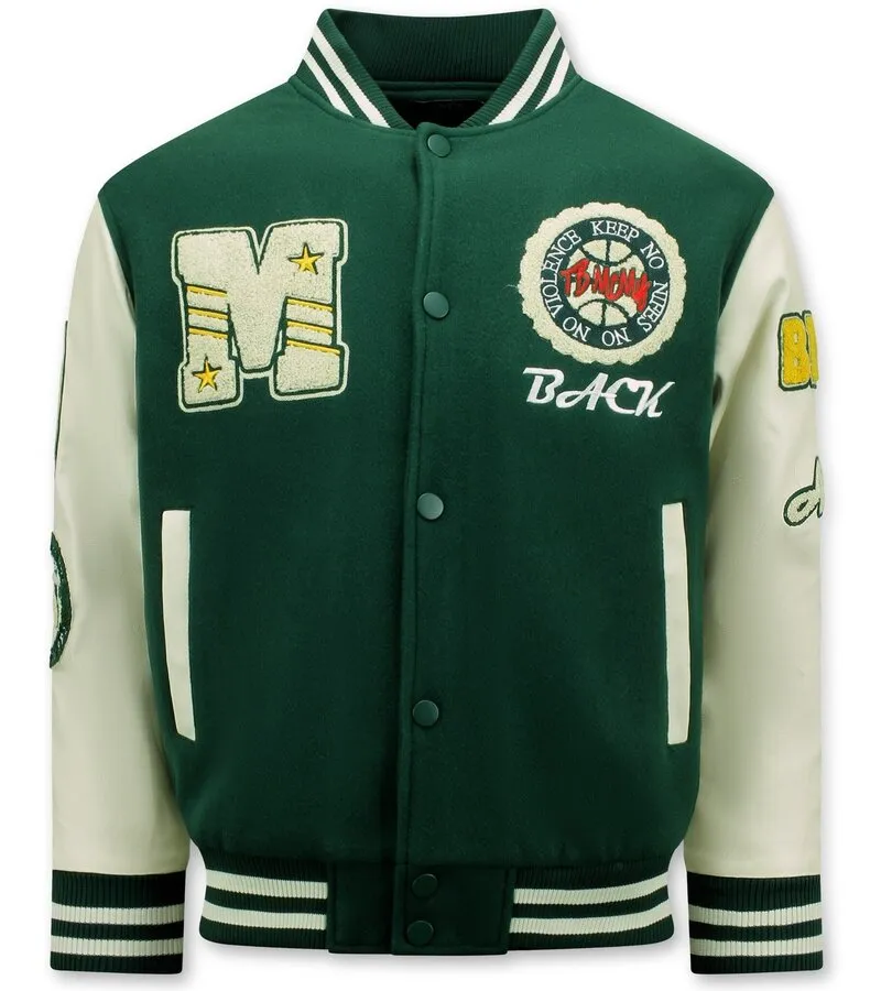 Oversized Varsity Jacket for Men - 7086 - Green