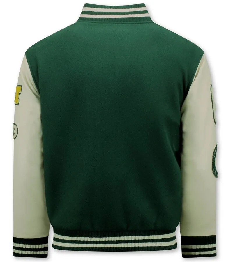 Oversized Varsity Jacket for Men - 7086 - Green