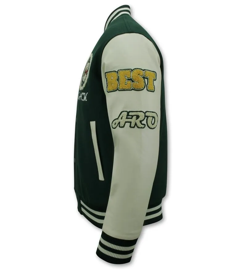 Oversized Varsity Jacket for Men - 7086 - Green