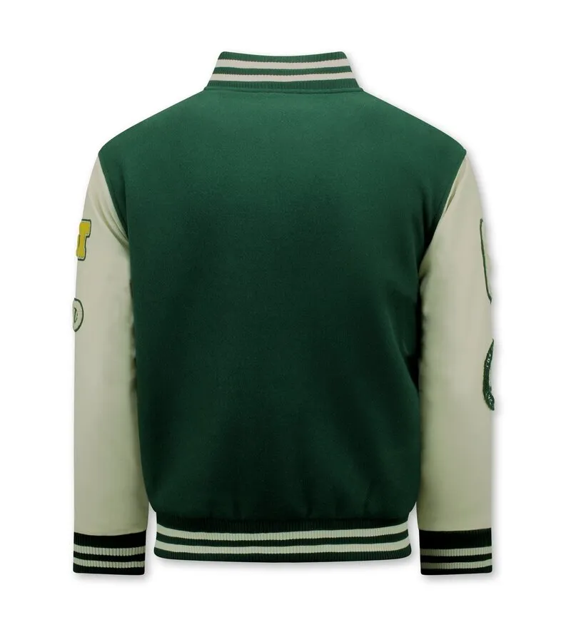 Oversized Varsity Jacket for Men - 7086 - Green