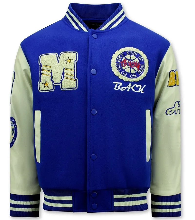 Oversized Vintage American Baseball Jacket Hombre - 7086 - Blue