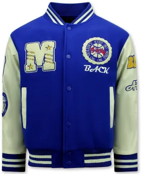 Oversized Vintage American Baseball Jacket Hombre - 7086 - Blue