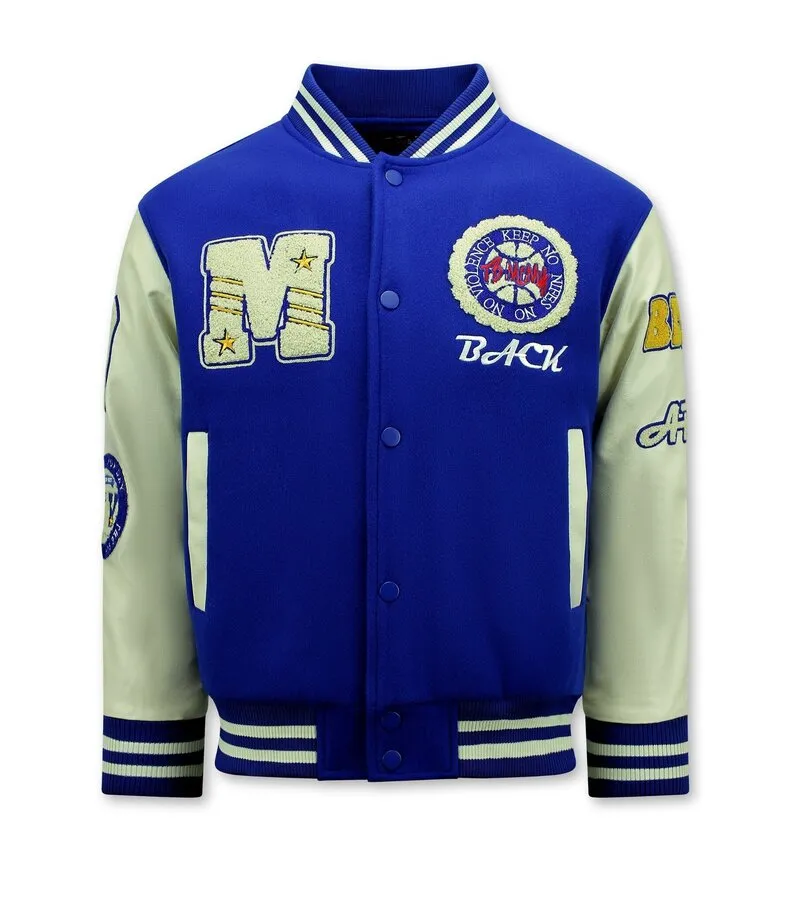 Oversized Vintage American Baseball Jacket Hombre - 7086 - Blue