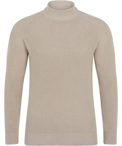 Paul James Knitwear Mens Midweight Cotton Byrne Ribbed Mock Turtle Neck Jumper