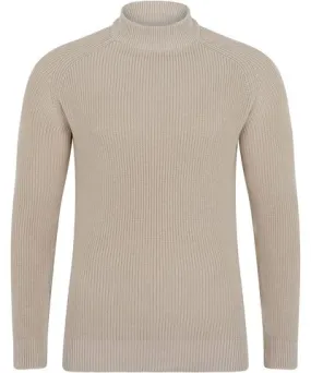 Paul James Knitwear Mens Midweight Cotton Byrne Ribbed Mock Turtle Neck Jumper