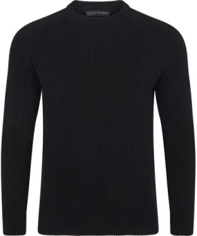 Paul James Knitwear Mens Midweight Cotton Logan Ribbed Crew Neck Jumper