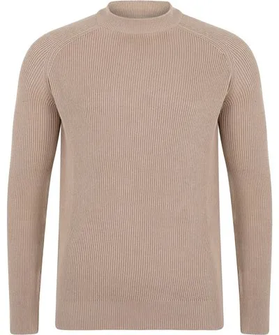 Paul James Knitwear Neutrals Mens Lightweight Cotton Brett Ribbed Crew Neck Jumper