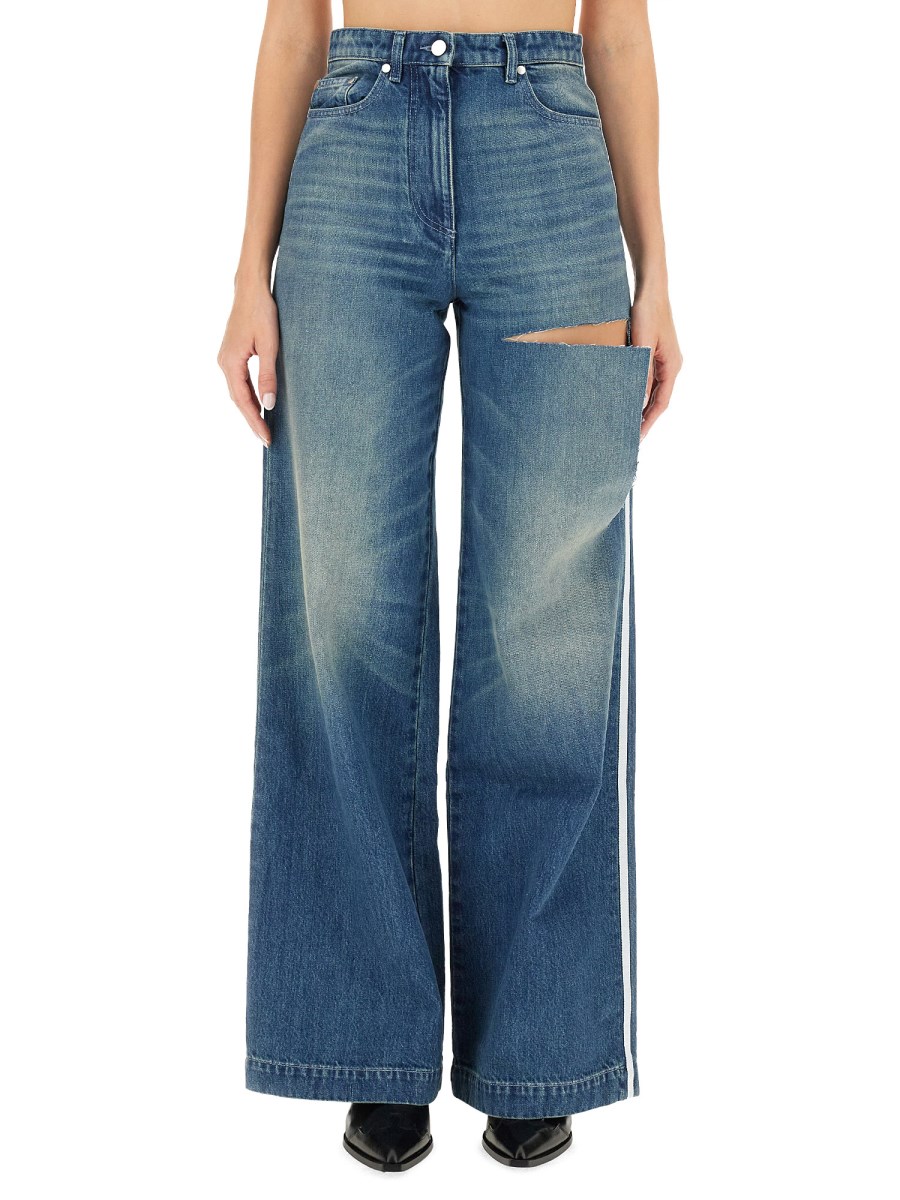 PETER DO    BAGGY COTTON DENIM JEANS WITH CUTOUT