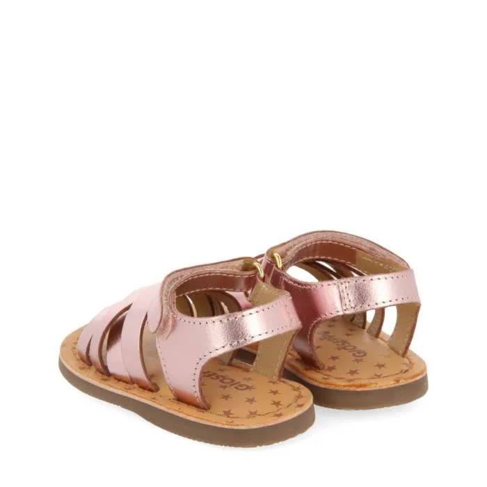 PINK LEATHER ROMAN STYLE SANDALS FOR BABY FLEURY