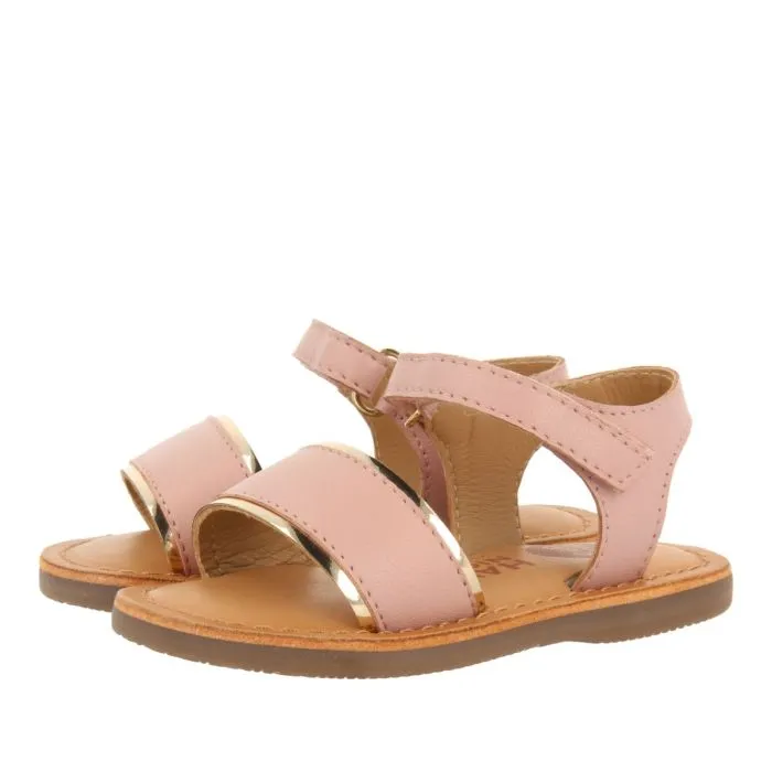 PINK LEATHER SANDALS WITH METALLIC DETAILS FOR BABY ALIKO