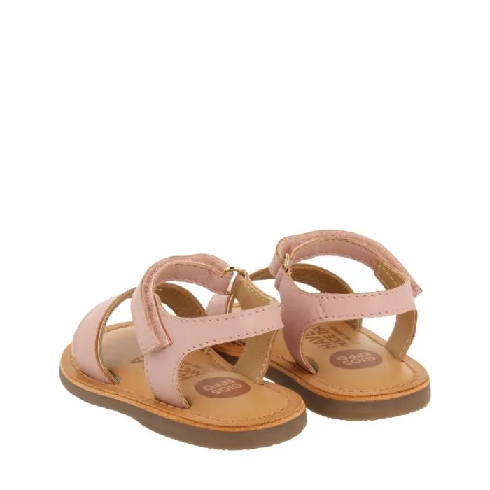 PINK LEATHER SANDALS WITH METALLIC DETAILS FOR BABY ALIKO