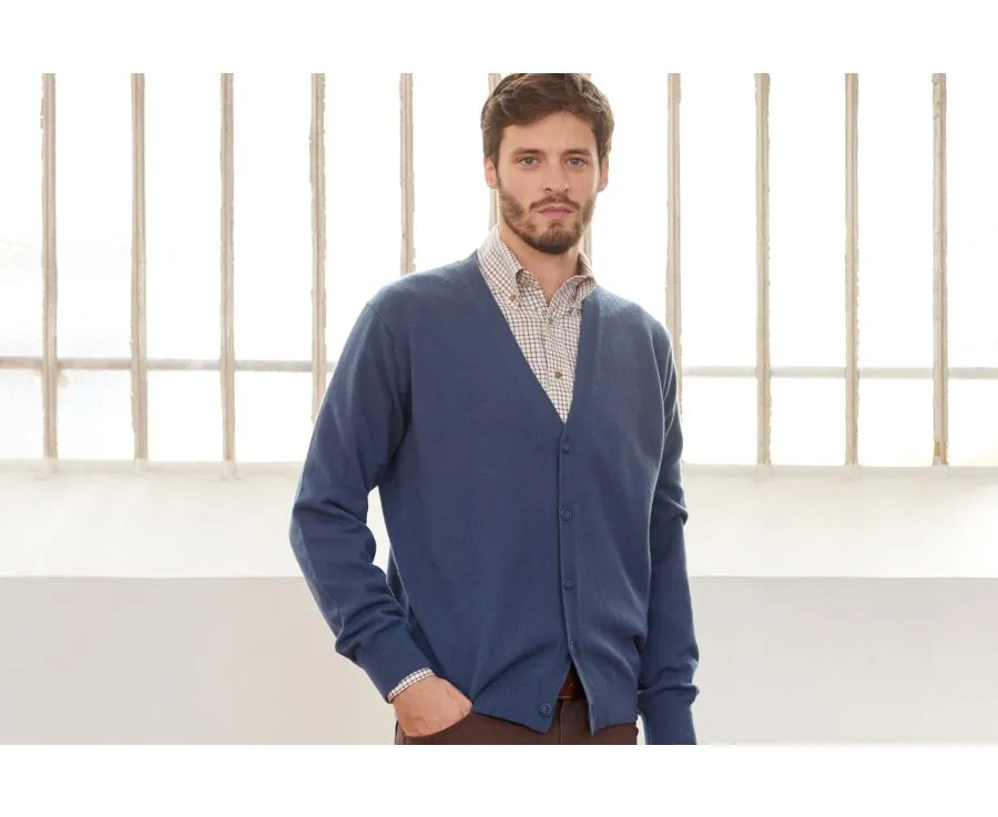 Prussian Blue wool cardigan - OWEN II