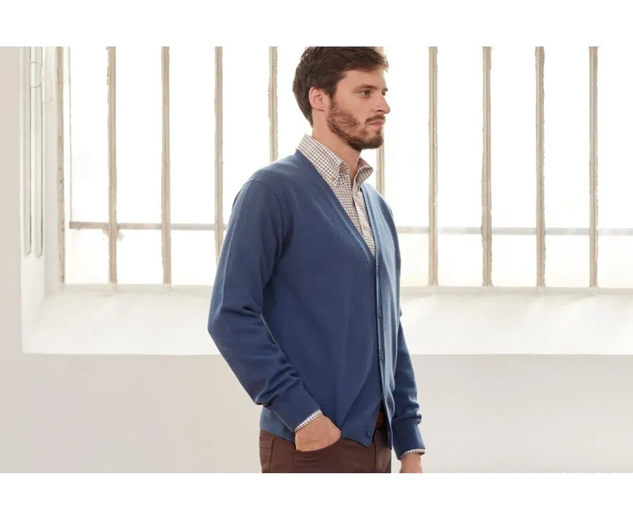 Prussian Blue wool cardigan - OWEN II