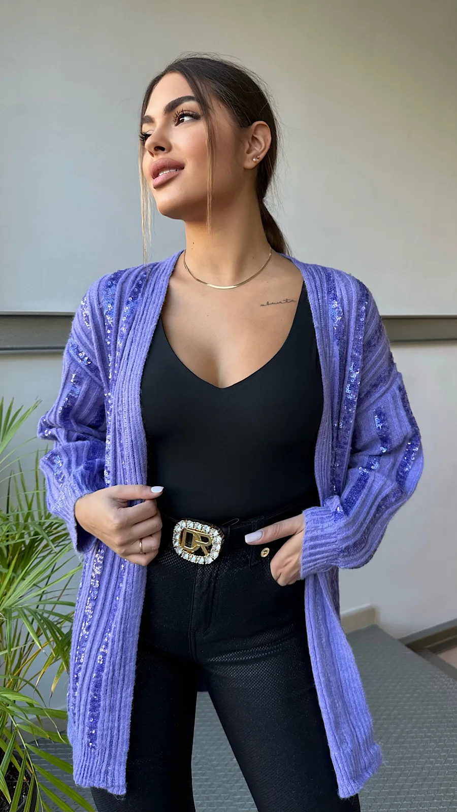 Purple Sequin Cardigan