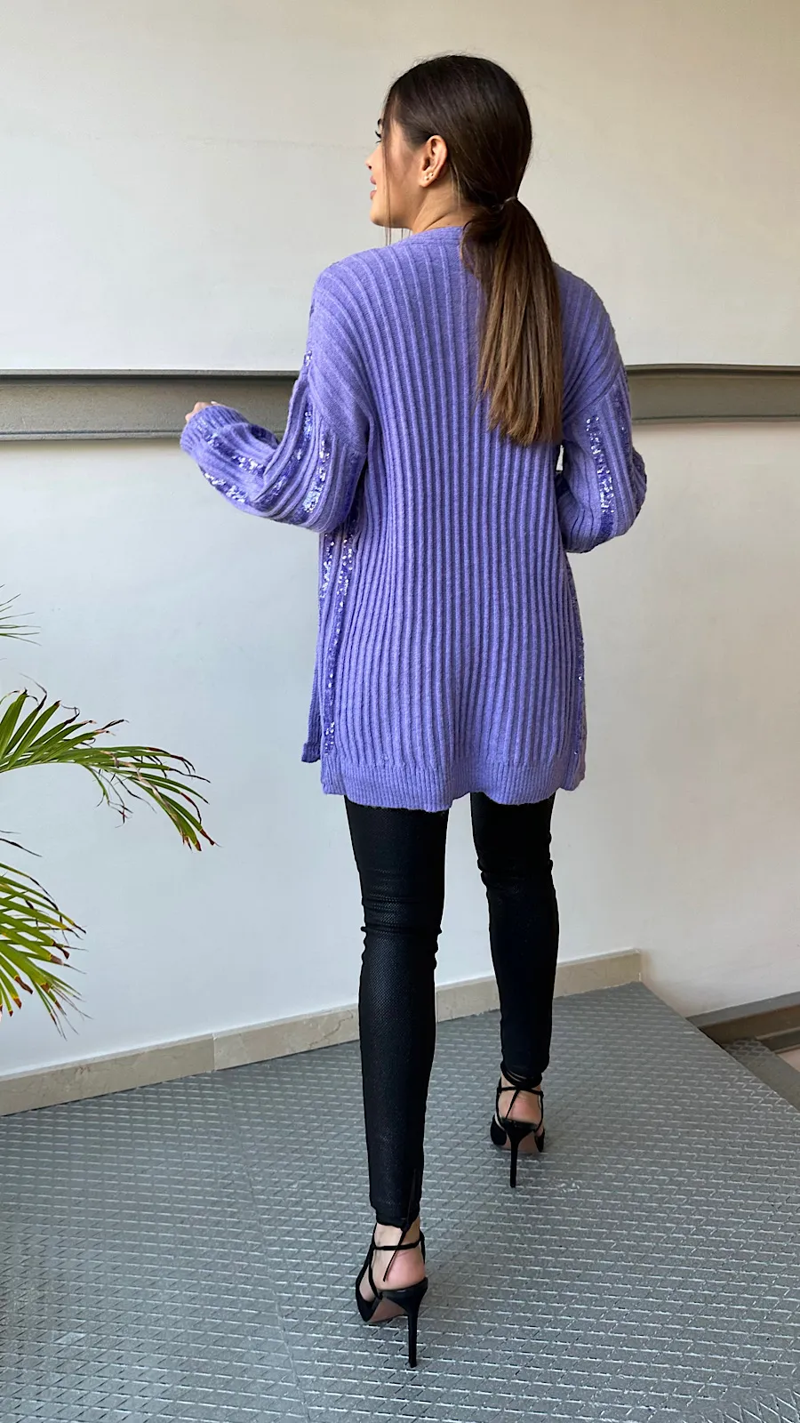 Purple Sequin Cardigan