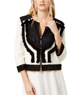 Rachel Zoe Womens Alissa Embellished Fringe Jacket