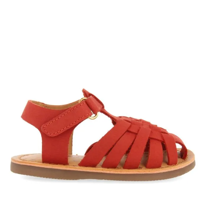 RED LEATHER CRAB STYLE SANDALS FOR BABY HARRAH