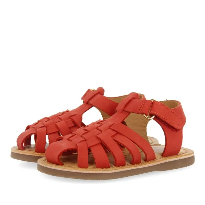 RED LEATHER CRAB STYLE SANDALS FOR BABY HARRAH