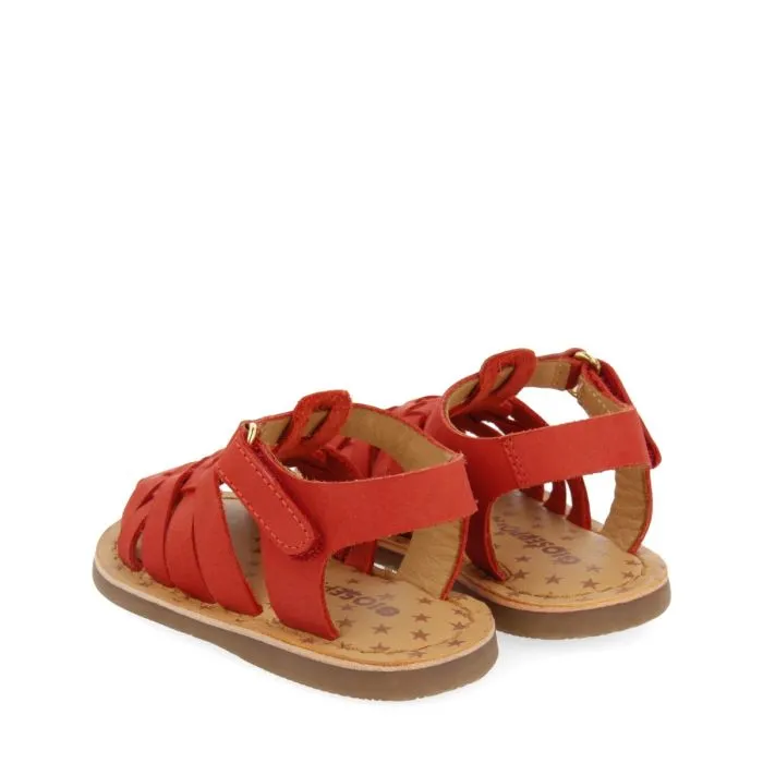 RED LEATHER CRAB STYLE SANDALS FOR BABY HARRAH