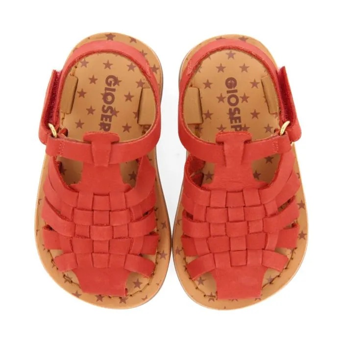 RED LEATHER CRAB STYLE SANDALS FOR BABY HARRAH