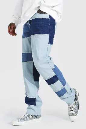 Relaxed Fit Patchwork Denim Jeans | boohooMAN UK