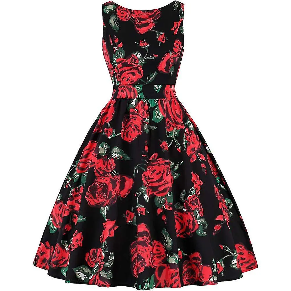 Rockabilly Vintage Hepburn Flared Dress - Women's Boho Prom Summer Evening Gown