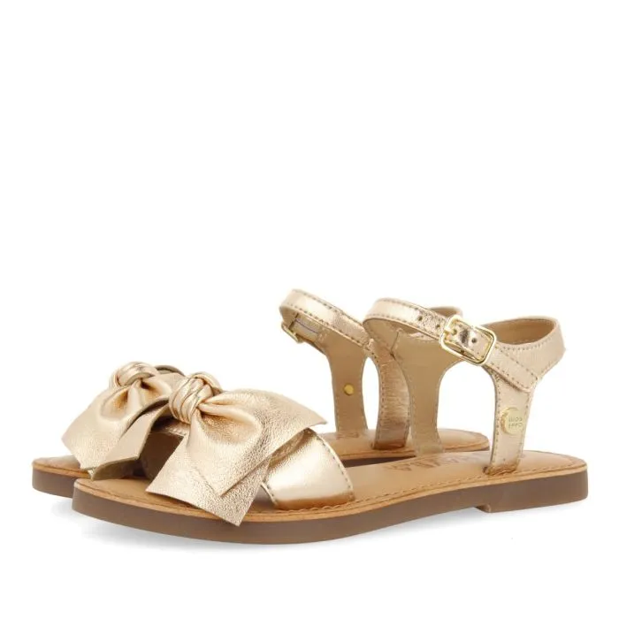 ROSE GOLD LEATHER SANDALS WITH BOW FOR GIRL AND BOY VARZIM