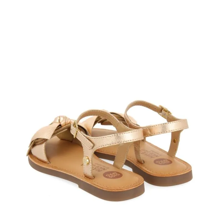 ROSE GOLD LEATHER SANDALS WITH BOW FOR GIRL AND BOY VARZIM