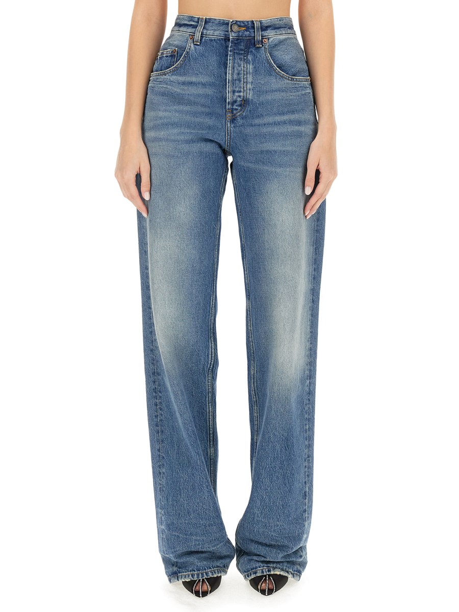 SAINT LAURENT    EXTRA-LONG BAGGY DENIM JEANS WITH WRINKLED EFFECT