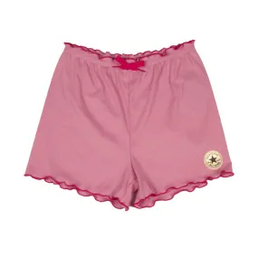 Shorts for Girls - Paperbag Ribbed Shorts in Pink