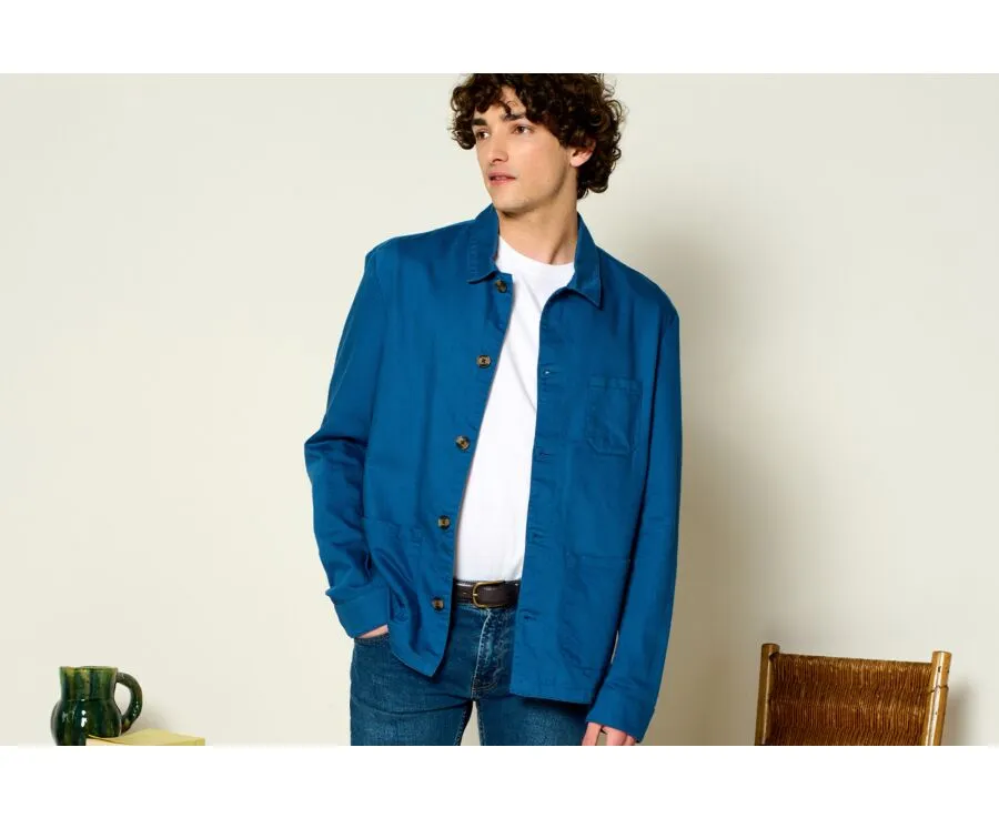 Steel Blue cotton linen painter jacket Faustinien.