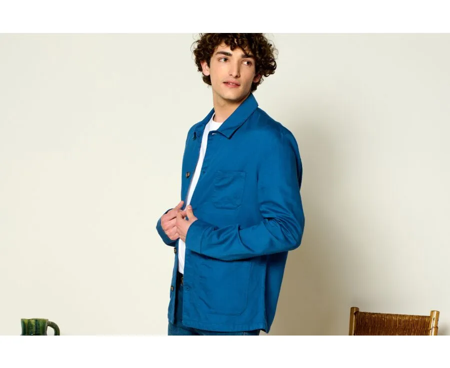 Steel Blue cotton linen painter jacket Faustinien.