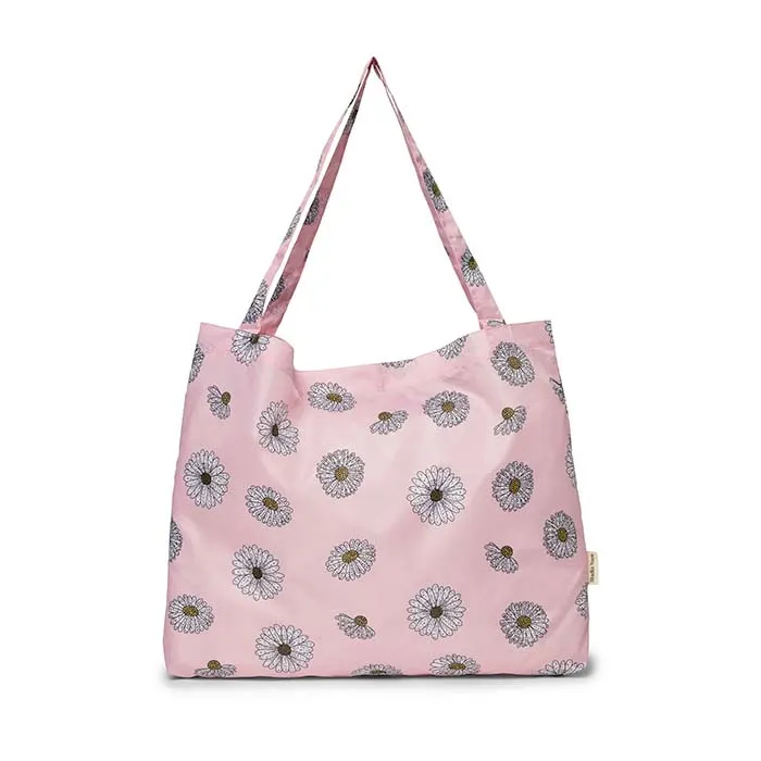 Studio Noos Pink Daisies Grocery Bag - Women's trendy eco-friendly shopping bag with floral design