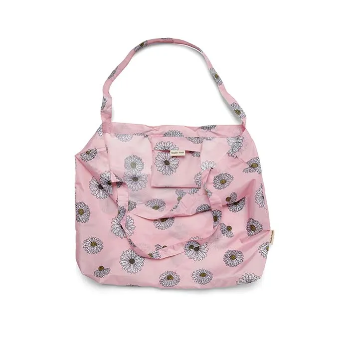 Studio Noos Pink Daisies Grocery Bag - Women's trendy eco-friendly shopping bag with floral design