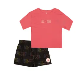 T-Shirt and Shorts Set - Box Mesh Style in Black