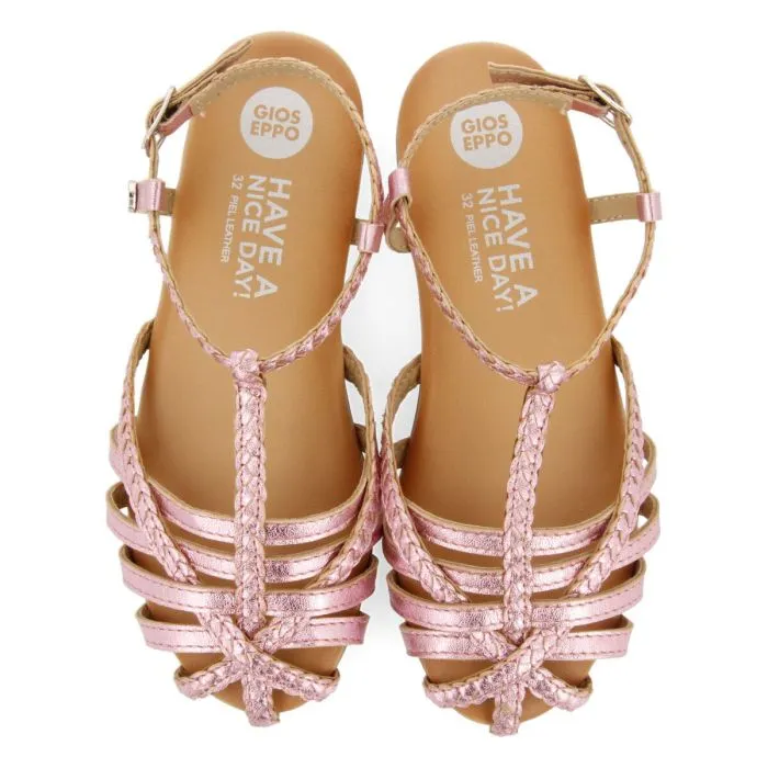 Tanlay girlsink leather multi strap sandals