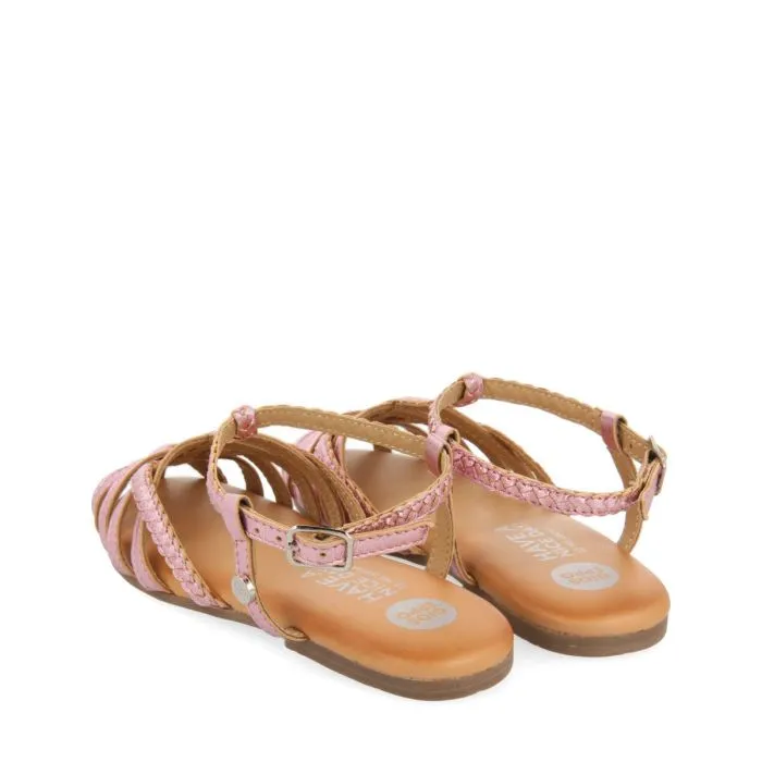 Tanlay girlsink leather multi strap sandals