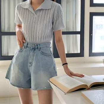 Trendywhere Twist Short Sleeve Collar Knitwear