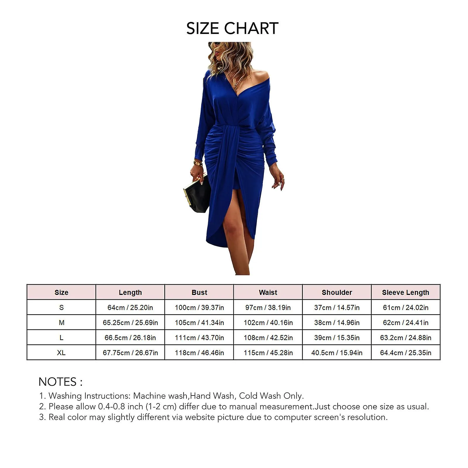 V Neck Long Sleeve Dress - Elegant Pure Color Ruched Wrap Hem - Bodycon Dress for Cocktail Party